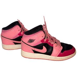 Air Jordan 1 Mid Pink Black Red Women’s Sneakers - Youth 5Y / Women’s 6.5